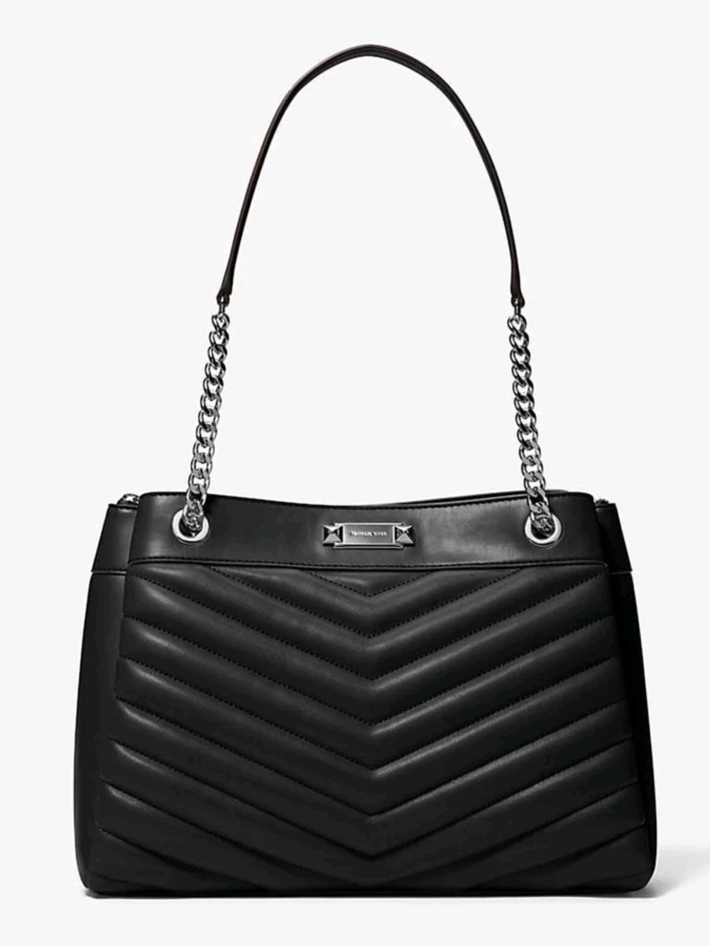 Quilted Black Chain-Handle Shoulder Bag